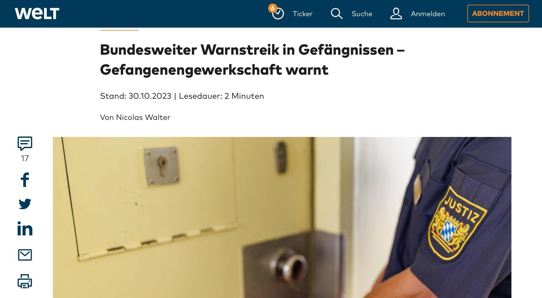 Bundesweiter Warnstreik In Gefängnissen – Gefangenengewerkschaft Warnt ...